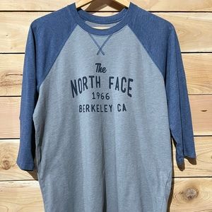 The North Face baseball style Mens gray and blue shirt